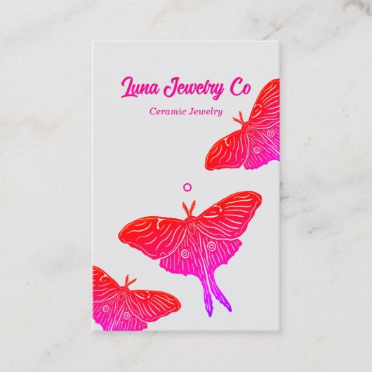 Neon Mystical Luna Moth Jewelry Pin Business Card  名刺 (正面)