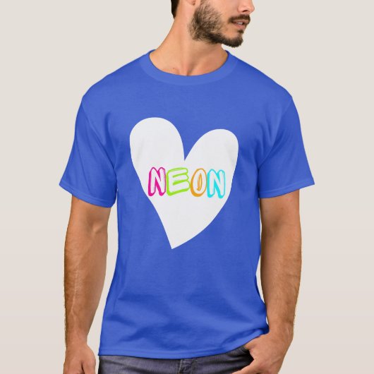Neon Neon Heart WHT Tシャツ (正面)