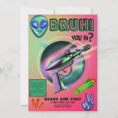 Neon Nerf Battle Dart Gun Game Birthday Boy 招待状 (正面)