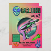 Neon Nerf Battle Dart Gun Game Birthday Boy 招待状 (正面/裏面)