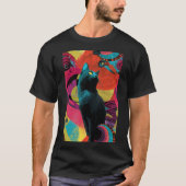Neon Night Cat – Psychedelic Tシャツ (正面)