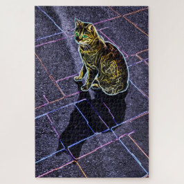 Neon Night Cat Puzzle ジグソーパズル
