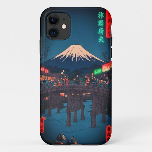  Neon Night Edo: Cyberpunk Nihonbashi & Mount Fuji Case-Mate iPhoneケース (裏面)