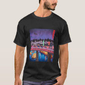 Neon Night Edo: Cyberpunk Nihonbashi & Mount Fuji Tシャツ (正面)