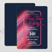 Neon Nightlife Vibeオンライングループビデオチャットパーティー 招待状 (正面/裏面)