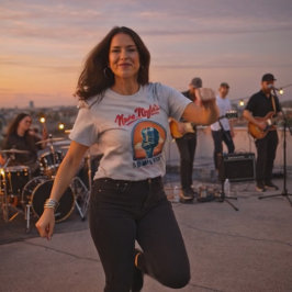 Neon Nights Loud Lives Rock – Vintage Americana Tシャツ