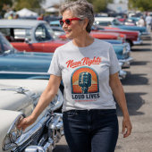 Neon Nights Loud Lives Rock – Vintage Americana Tシャツ
