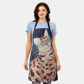 Neon Noir Bengal Cat エプロン (着用した状態)