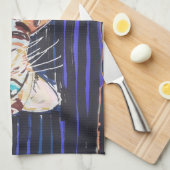 Neon Noir Bengal Cat キッチンタオル (四つ折り)