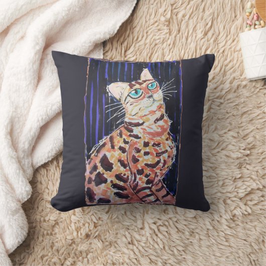 Neon Noir Bengal Cat クッション (ブランケット)
