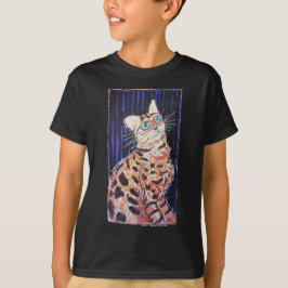 Neon Noir Bengal Cat Tシャツ