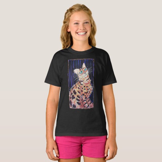 Neon Noir Bengal Cat Tシャツ (正面フル)