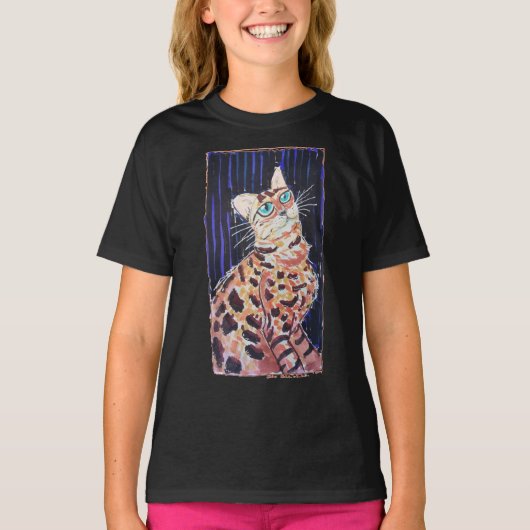 Neon Noir Bengal Cat Tシャツ (正面)