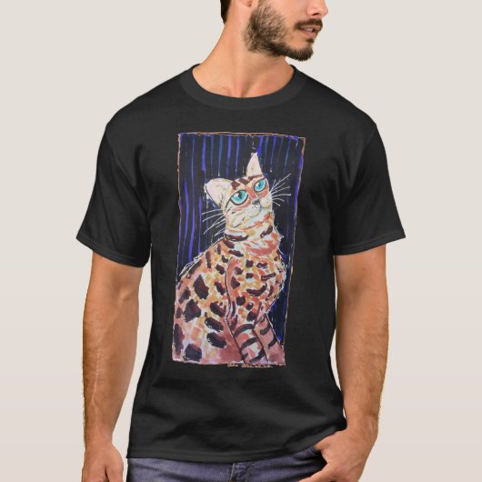 Neon Noir Bengal Cat Tシャツ (正面)