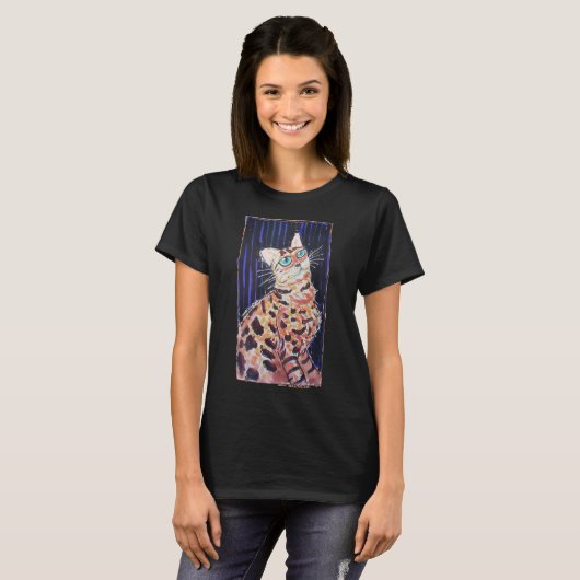 Neon Noir Bengal Cat Tシャツ (正面フル)