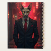 Neon Noir Sphynx Cat in Mafia Style プランナー手帳 (裏面)