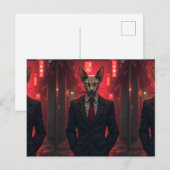 Neon Noir Sphynx Cat in Mafia Style ポストカード (正面/裏面)