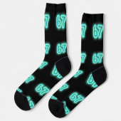 Neon Number 67 Socks, 6-7 Meme Gift, 6-7 Socks ソックス (左)