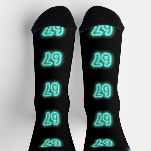 Neon Number 67 Socks, 6-7 Meme Gift, 6-7 Socks ソックス (上部)