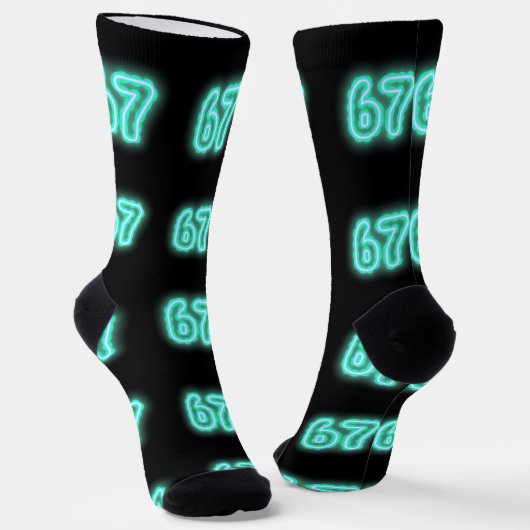 Neon Number 67 Socks, 6-7 Meme Gift, 6-7 Socks ソックス (傾斜あり)