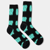 Neon Number 67 Socks, 6-7 Meme Gift, 6-7 Socks ソックス (右)