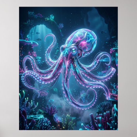 Neon Octopus Data Reef ポスター (正面)