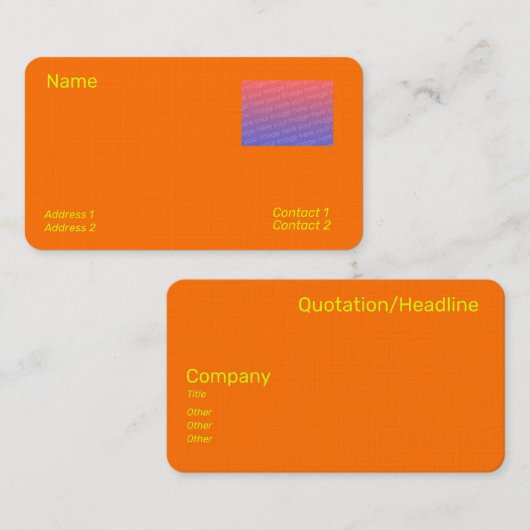  neon  orange  - add photo 名刺 (正面/裏面)