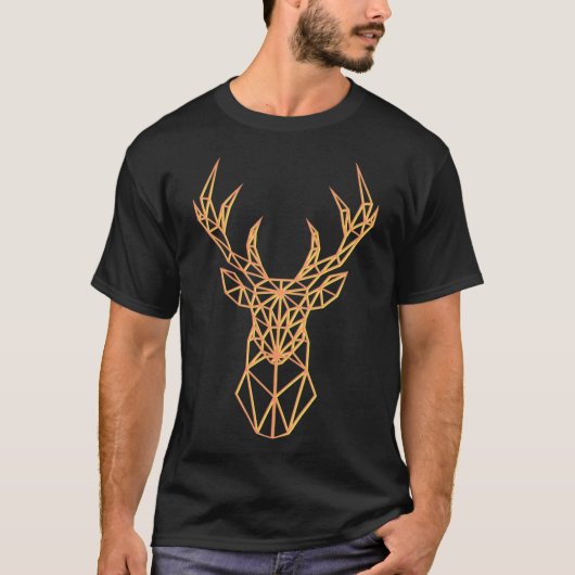 Neon Orange Deer Head -  Polygon Antlers Classic T Tシャツ (正面)