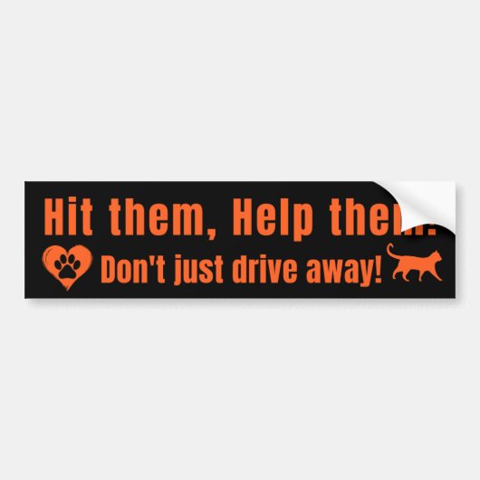 Neon Orange "Hit them, Help them!" Bumper Sticker バンパーステッカー (正面)