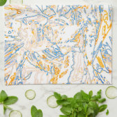 Neon Orange Yellow Blue Curvy Line Pattern -COOL キッチンタオル (折り畳み)