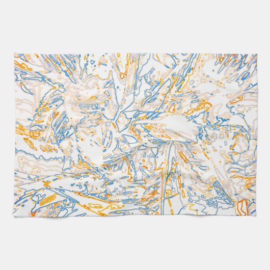 Neon Orange Yellow Blue Curvy Line Pattern -COOL キッチンタオル (横)