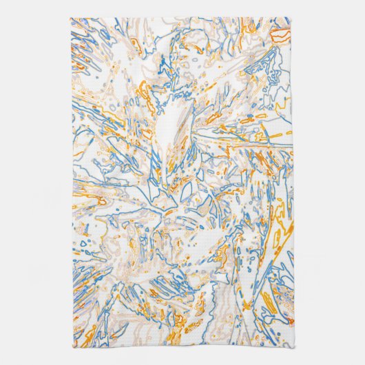 Neon Orange Yellow Blue Curvy Line Pattern -COOL キッチンタオル (縦)