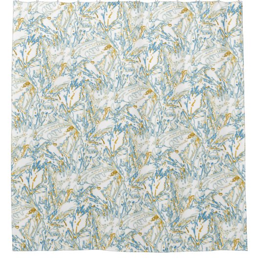 Neon Orange Yellow Blue Curvy Line Pattern -COOL シャワーカーテン (正面)