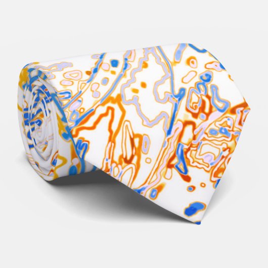 Neon Orange Yellow Blue Curvy Line Pattern -COOL ネクタイ (ロール)