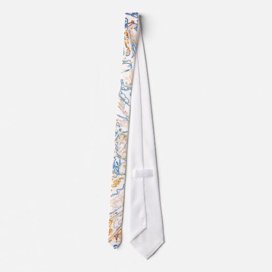 Neon Orange Yellow Blue Curvy Line Pattern -COOL ネクタイ (裏面)