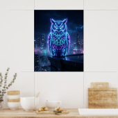 Neon Owl Midnight Skyline ポスター (キッチン)