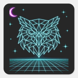 Neon Owl Synthwave - Retro Night Watcher スクエアシール