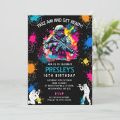 Neon Paintball Invite - Combat Glow Birthday Party 招待状 (スタンド正面)