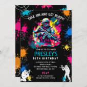 Neon Paintball Invite - Combat Glow Birthday Party 招待状 (正面/裏面)