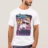 Neon Palm Lounge Cat Tシャツ (正面)
