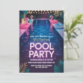Neon Palm Springs Pool Party Birthday 招待状 (スタンド正面)