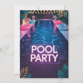 Neon Palm Springs Pool Party Birthday 招待状 (裏面)