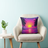 Neon Palm Sunset and Blue Glow Oasis Pillow クッション (椅子)