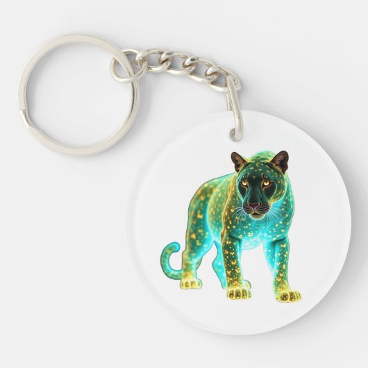 Neon Panther: Cosmic Glow Wildlife Art キーホルダー (正面)