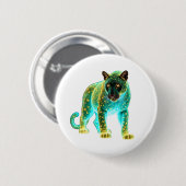 Neon Panther: Cosmic Glow Wildlife Art 缶バッジ (正面&裏面)