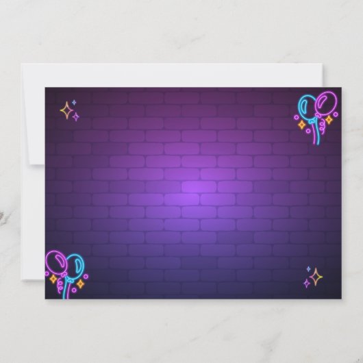Neon Party Birthday Invitation Photo Design 招待状 (裏面)