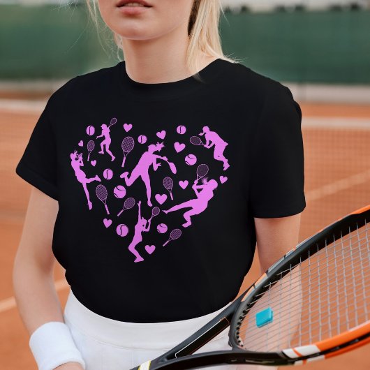 Neon Pastel Pink Tennis Lover Heart Graphic  Tシャツ