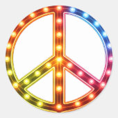 Neon Peace Sign ラウンドシール (正面)