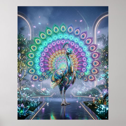 Neon Peacock Hologram Garden ポスター (正面)