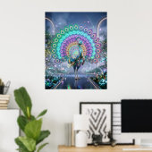 Neon Peacock Hologram Garden ポスター (ホームオフィス)